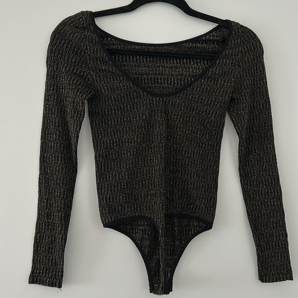 Free People Gold Fleck Sparkle Bodysuit
